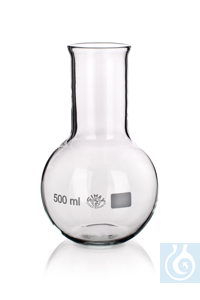 Flat bottom flask wide neck, 6000 ml, dim. Ø 1= 236 x Ø 2= 89 x H 340 mm, with rim, Simax®...